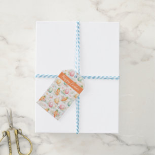 Étiquettes-cadeau Motif aquarelle Œufs de Pâques & Carottes Pastels