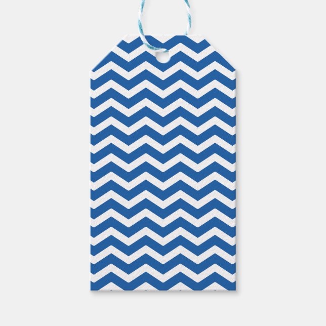 Étiquettes-cadeau Motif bleu blanc Chevron (Devant)
