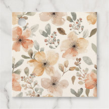 Motif botanique aquarelle floral pêche beige