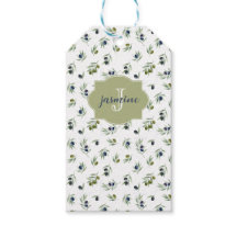 Motif chic aquarelle Monogramme nom Vert Olive