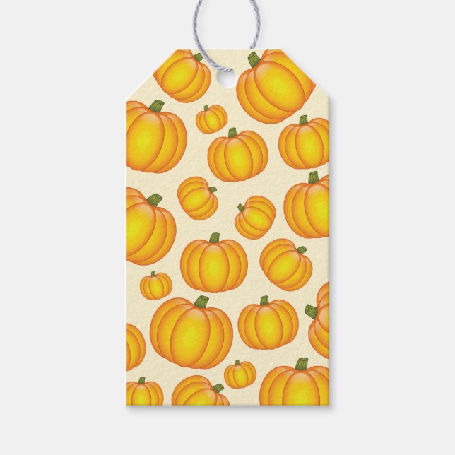 Étiquettes-cadeau Motif Citrouille de dessin animé orange (Devant)