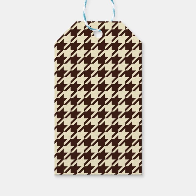 Étiquettes-cadeau Motif classique Brown ivoire Pepita Houndstooth (Devant)