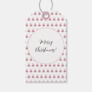 Étiquettes-cadeau Motif d'arbre de Noël moderne Pink Ombre