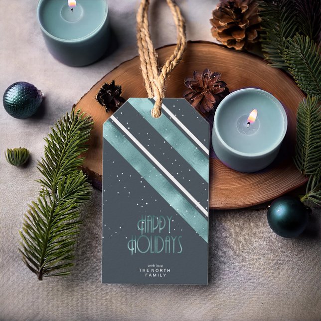 Étiquettes-cadeau Motif de bande de Noël ID Turquoise862 (Créateur téléchargé)