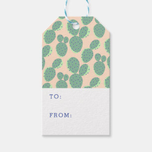 Étiquettes-cadeau Motif de cactus vert et rose