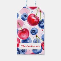 Motif de cerisier de fruits bleu rouge