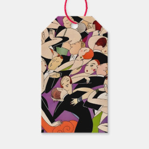 Étiquettes-cadeau Motif de couples de danse Art déco Ère du jazz d