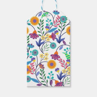 Étiquettes-cadeau Motif de fond floral exotique coloré-23145
