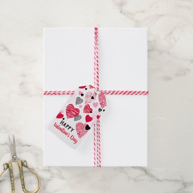 Étiquettes-cadeau Motif de la Saint-Valentin des Coeurs Whimsical (Avec de la ficelle)