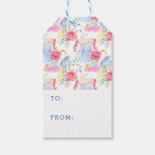 Étiquettes-cadeau Motif de licorne et de Pegasus d'aquarelle