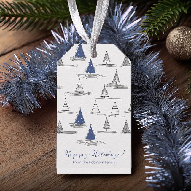 Étiquettes-cadeau Motif de Noël bleu n° 5 ID1009 (Créateur téléchargé)