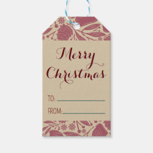 Étiquettes-cadeau Motif de Noël confortable Red Retro