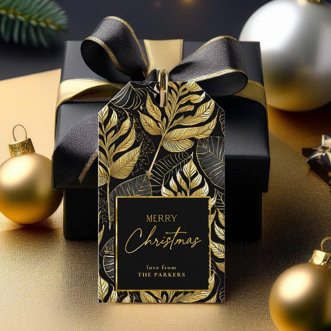 Étiquettes-cadeau Motif de Noël en or noir #29 ID1009 (Créateur téléchargé)