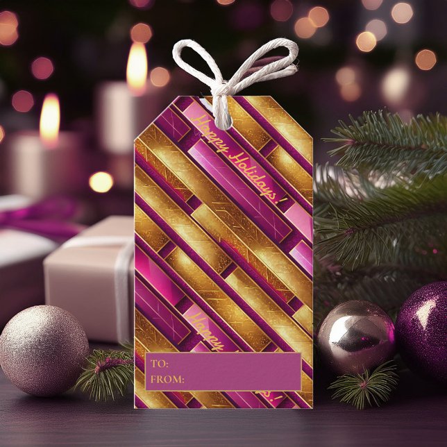 Étiquettes-cadeau Motif de Noël Magenta Gold#28 ID1009 (Créateur téléchargé)