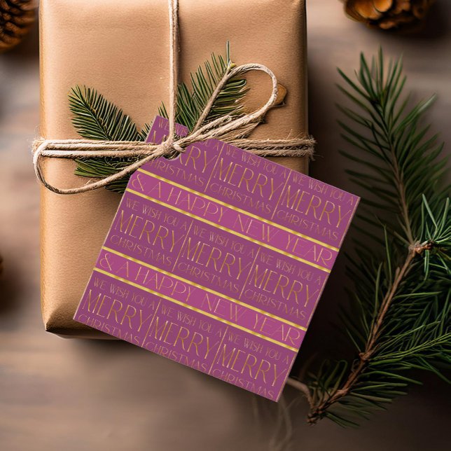 Étiquettes Cadeau Motif de Noël Magenta Gold#35b ID1009 (Créateur téléchargé)