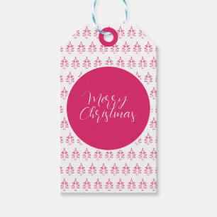 Étiquettes-cadeau Motif de Noël personnalisé rose chaud