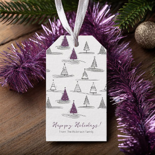 Étiquettes-cadeau Motif de Noël pourpre n° 5 ID1009