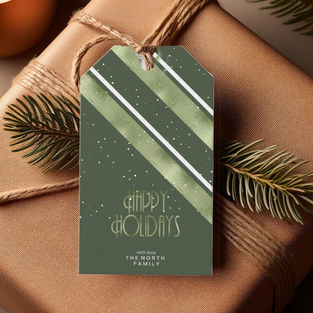 Étiquettes-cadeau Motif de Noël Vert/Blanc ID862 (Créateur téléchargé)