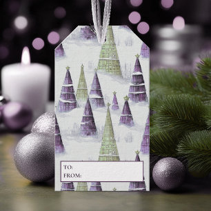 Étiquettes-cadeau Motif de Noël vert violet #8 ID1009