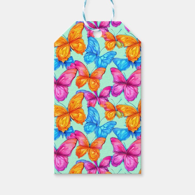 Étiquettes-cadeau Motif de papillons colorés (Devant)