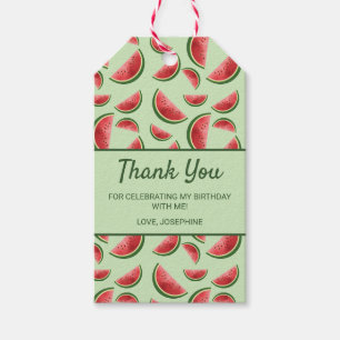 Étiquettes-cadeau Motif de pastèque sur Merci vert Anniversaire