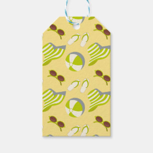 Étiquettes-cadeau Motif de plage avec lunettes de soleil et casquett