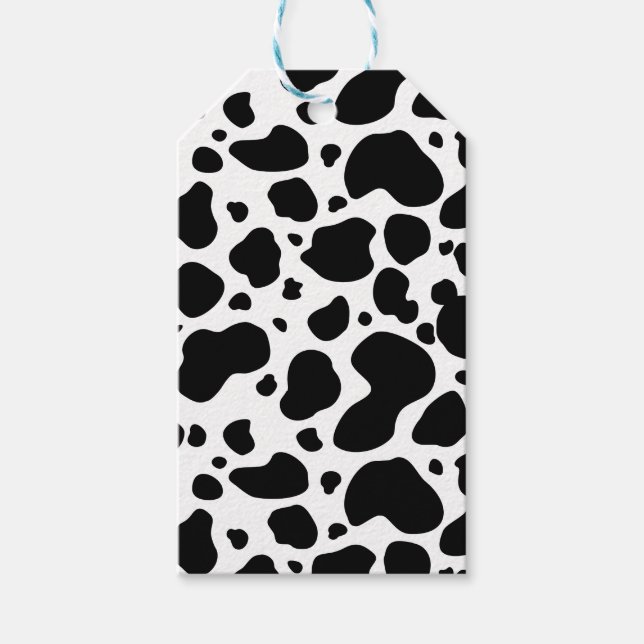 Étiquettes-cadeau Motif de points de vache Poster de animal noir et  (Devant)