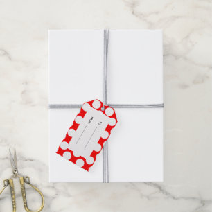 Étiquettes-cadeau Motif de pois blanc rouge lumineux moderne