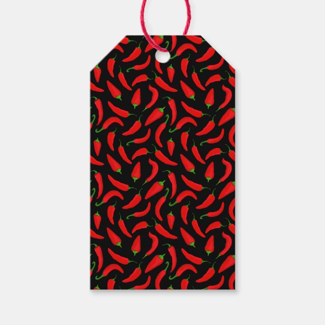 Étiquettes-cadeau Motif de poivre noir rouge (Devant)
