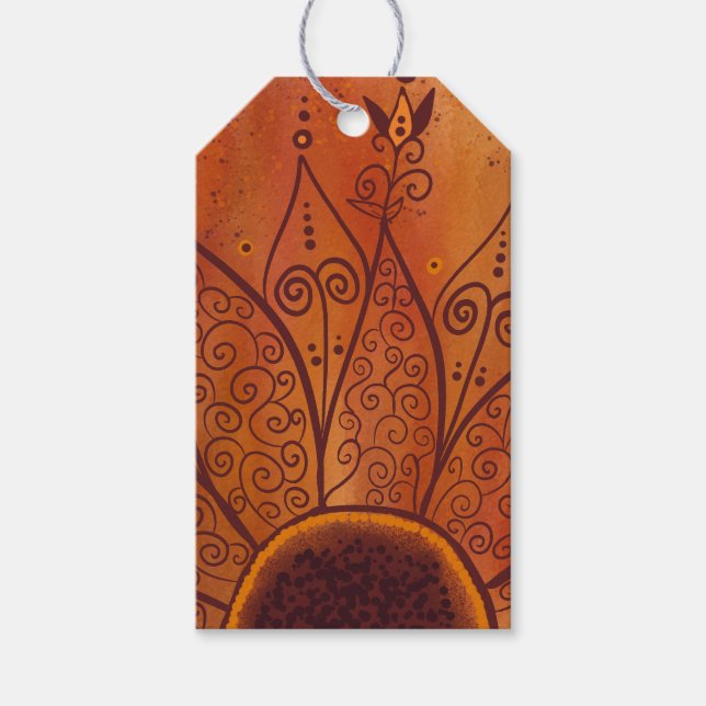 Étiquettes-cadeau Motif de tournesol Abstrait (Devant)