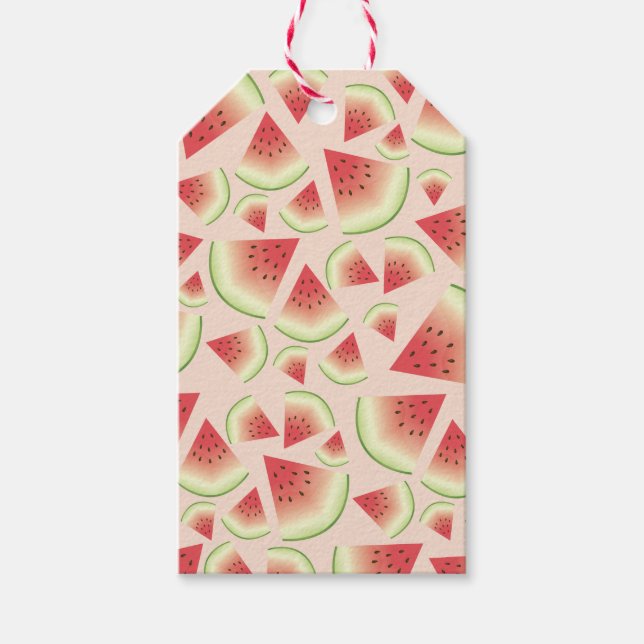 Étiquettes-cadeau Motif de tranches de fruits de pastèque (Devant)