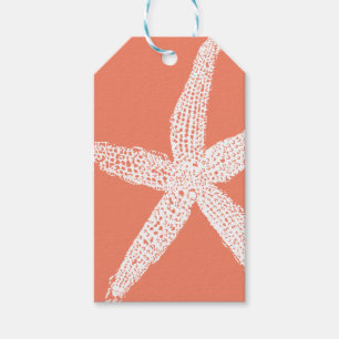 Étiquettes-cadeau Motif d'écrevisse blanche Saumon orange rose Cool
