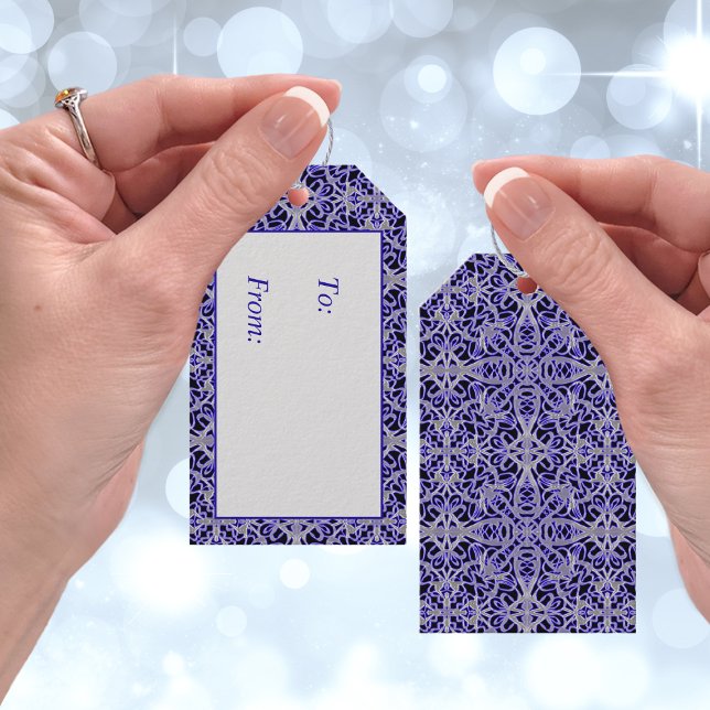 Étiquettes-cadeau Motif dentelle violet et argenté (Créateur téléchargé)
