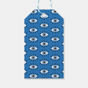 Étiquettes-cadeau Motif des yeux mal grecs bleu noir blanc
