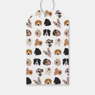 Étiquettes-cadeau Motif d'illustration du visage de chien mignon