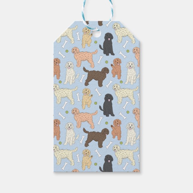 Étiquettes-cadeau motif doré en bleu (Devant)