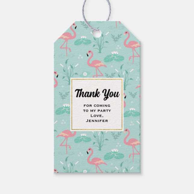 Étiquettes-cadeau Motif Flamant rose Merci  Pastel Pink (Devant)