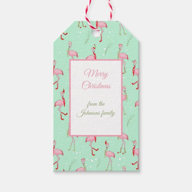 Étiquettes-cadeau Motif Flamingo rose pâle (Devant)
