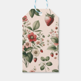 Étiquettes-cadeau Motif Fraise Sucrée Rose Partout