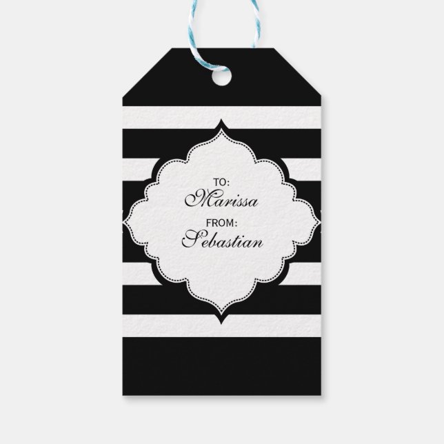 Étiquettes-cadeau Motif géométrique des bandes noires et blanches (Dos)