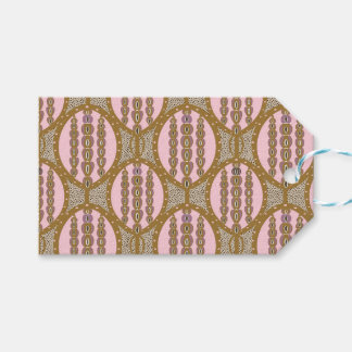 Étiquettes-cadeau Motif géométrique rétro AMARA Rose Poussière et Or
