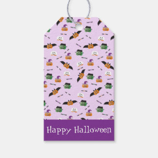 Étiquettes-cadeau Motif Halloween Merci Citrouilles Violet