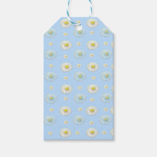 Étiquettes-cadeau Motif marguerrier sur arrière - plan bleu clair