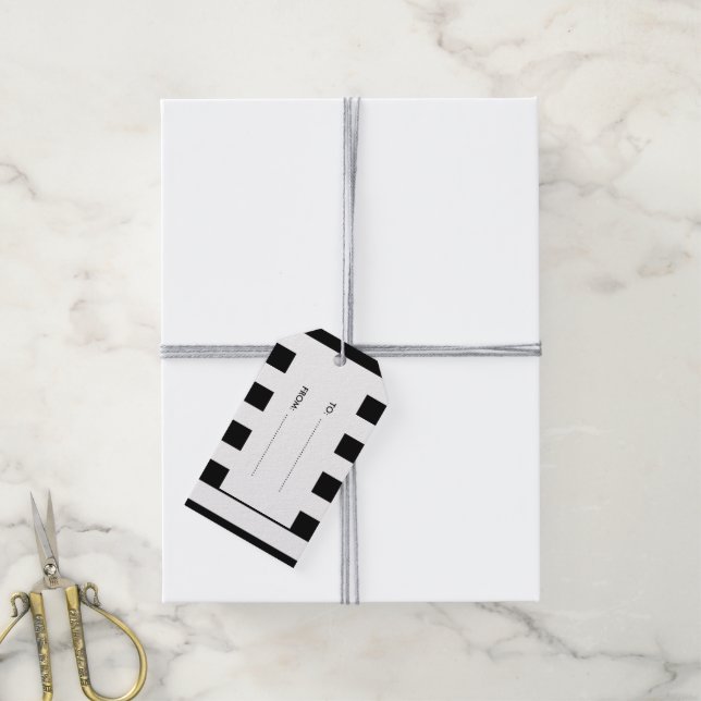 Étiquettes-cadeau Motif moderne Black White Stripes (Avec de la ficelle)