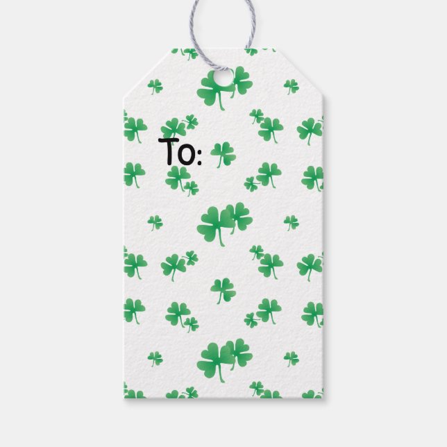 Étiquettes-cadeau Motif Shamrock irlandais vert dégradé (Devant)