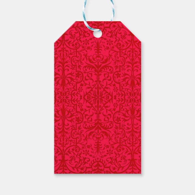 Étiquettes-cadeau Motif victorien rouge (Devant)