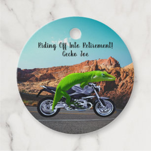 Étiquettes Cadeau Moto Gecko Personnalisée Pour La Retraite