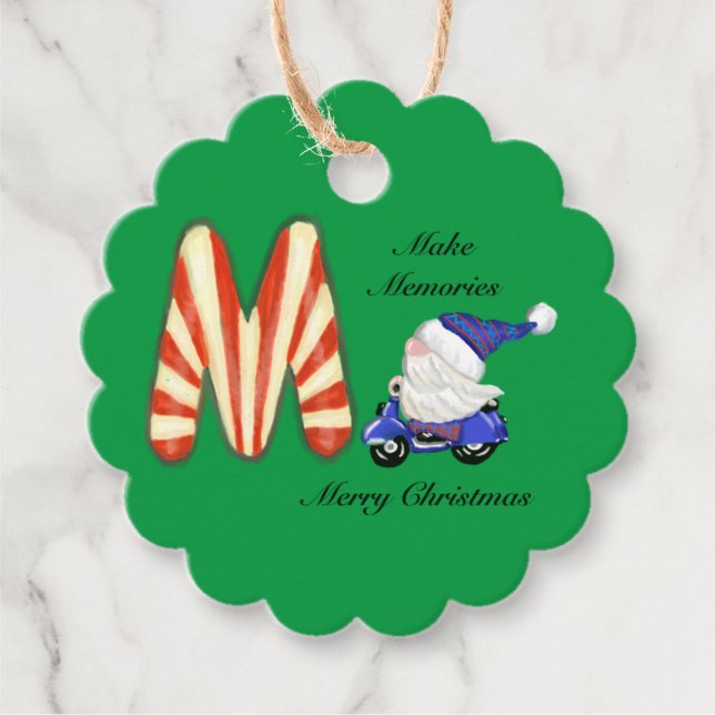 Étiquettes Cadeau Moto Scooter Gnome Avec Bonbons Lettre (Devant)