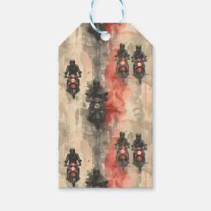Étiquettes-cadeau Motos aquarelle, motards, course, motocycli