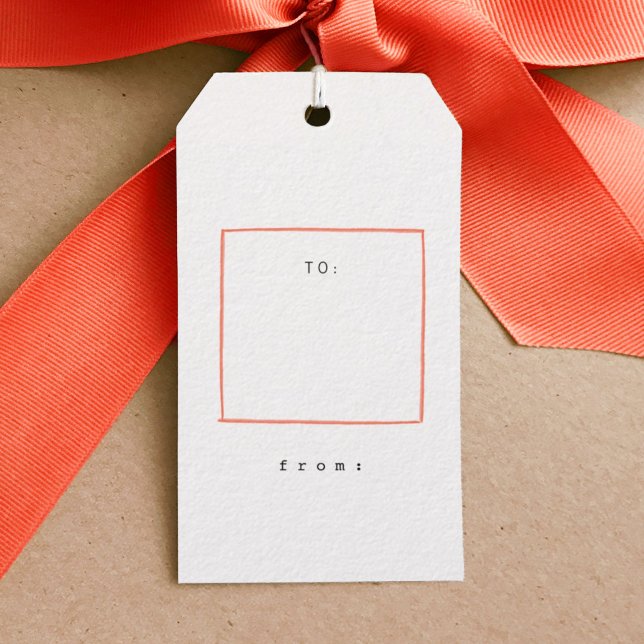 Étiquettes-cadeau Mots clés cadeaux de vacances pour les lignes mini (Red minimal lines simple gift tag.)